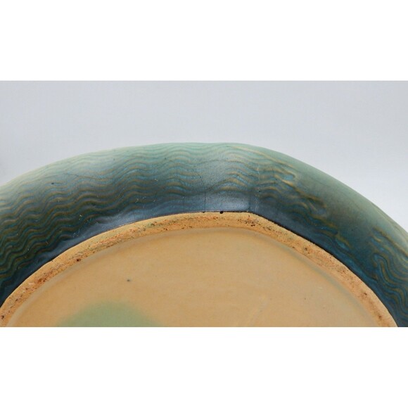 Roseville FREESIA Green 1945 Vintage Art Pottery Ceramic Console Bowl 466-10 - Picture 11 of 15